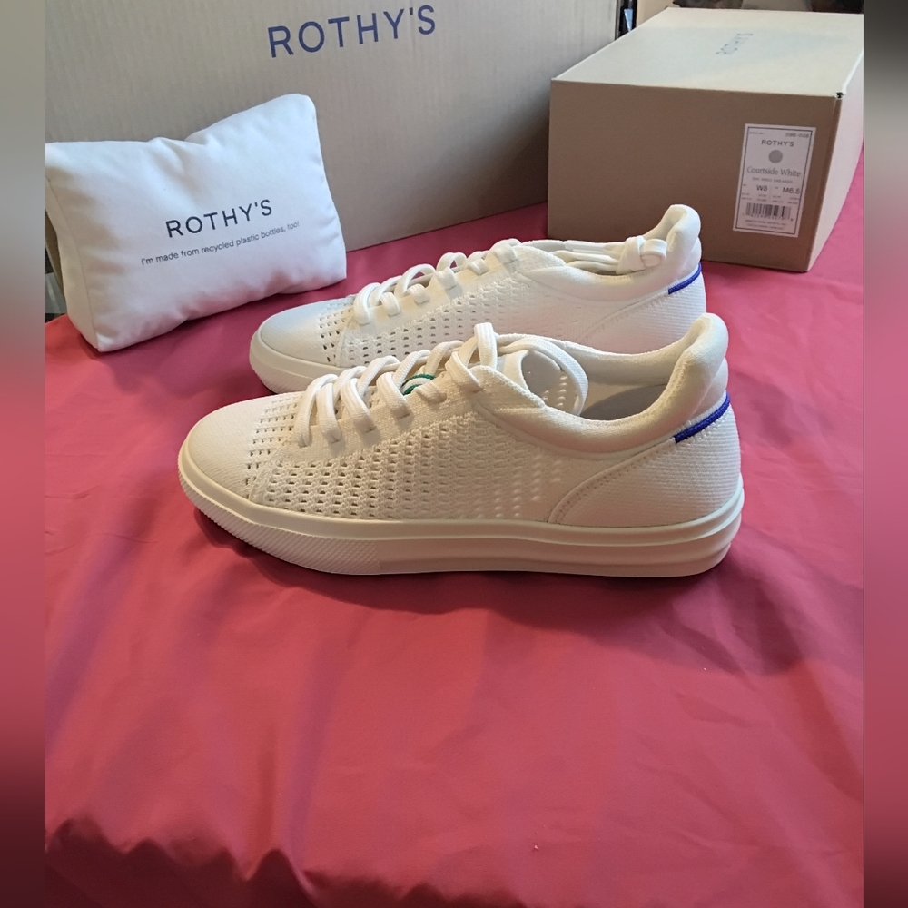 Rothy's Sneaker in Courtside WhiteFlexible Women 8 Men 6.5 - Picture 4 of 4